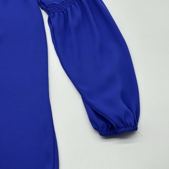 Lilly Pulitzer Anela Size XXS Royal Blue Chiffon Long Sleeve Button Up Blouse - Picture 8 of 10